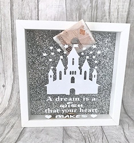 Preisvergleich Produktbild Spardose mit Disney-Motiv, Rahmen mit Glitzer