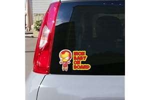 MR PUBBLICITÀ Adesivo BABY ON BOARD per auto - Bebè a bordo/Bebè In Car Decalcomanie Etichetta Sticker adesivo divertente supereroi - Bimbo Safety Sign Car Sicurezza (Iron-Baby)