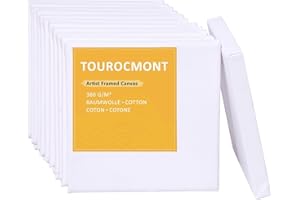 TOUROCMONT Keilrahmen 10er Set Leinwand 10x10 cm aus 100% Baumwolle 380 g/m² Leinwand Set Maltuch zum Malen