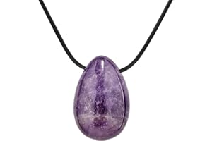 ‎PURAJA PURAJA Edelstein Anhänger aus echtem Naturstein: Amethyst | Kristall Kette mit Tropfen Anhänger inkl. edlem Kordband | Premium Heilstein/Glücksstein aus hochwertigen Mineralien