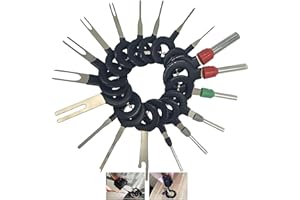 CESFONJER 18 Pezzi Strumenti di Rimozione Terminale, Pin Rimozione Cablaggio Terminale con Portachiavi per Auto, auto cablaggi elettrici crimpare connettore pin estrattore kit