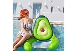 ROUSKY Neuer Pool Lounge Stuhl, aufblasbare schwimmende Hängemattenstühle, Schwimmbad Wasser schwimmender Stuhl, aufblasbarer Avocado Float für Outdoor, Strand, Pool, See