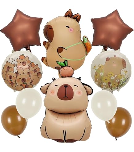 Juego De Vajilla Temática Capibara Para Fiestas Infantiles - Para 10 Personas, Incluye Platos, Vasos, Servilletas, Mantel Y Guirnalda