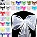 Produktbild Time to Sparkle TTS 100 Stück Organza Schärpen Stuhl, Bezug Schleifen Band breitere Band Fuller Schleifen Hochzeit Party Geburtstag Dekoration – Weiß