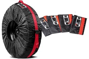 7E TRADING Auto-Ersatzreifenabdeckungen, 210D-Polyester-Ersatzreifenabdeckungen, Aufbewahrungstaschen Mit Griff, Passend Für 13–18 Zoll, Reifen, Aufbewahrungstaschen, 4er-Set (Durchmesser 66 cm/26 Zoll)