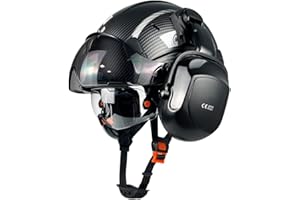 HaoYiShang Casco di sicurezza industriale in fibra di carbonio con doppi occhiali visiera paraorecchie paraorecchie protezioni lavoro hight ABS sicurezza hard hat ventilato cappello duro industriale