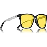 EFERMONE® Night Driving Glasses with Cleaning Kit, Yellow Polarized Lens, UV400, Anti-Glare Glasses for Riding Bike and Car