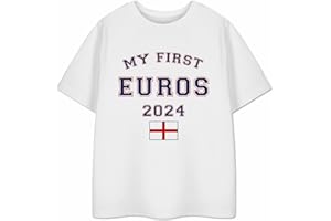 Show Me The Merch Kids England Football T-Shirt | My First Euros 2024 Tournament Graphic Tee for Boys & Girls | Childrens Euros Unisex White Short Sleeve Top | Childrens Footie Merchandise for Fans