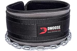 ‎DMOOSE FITNESS DMoose Dip Gürtel mit Kette 36" Heavy Duty Stahlkette, Comfort Fit gewichtsgürtel, Double Stitching - Maximieren Sie Ihre Gewichtheben & Bodybuilding Workouts