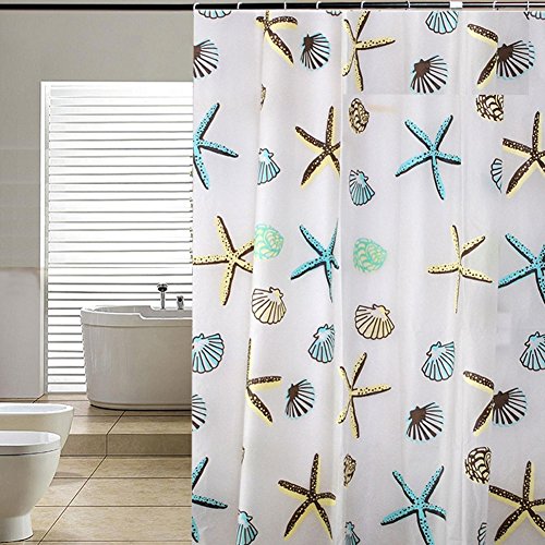 Bad Duschvorhänge, PEVA Bad Vorhang mit 12 Haken Starfish Design 70,8 * 70.8inch