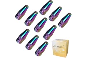 Albedel 10 Pcs Fantasy Colorful MTB PRESTA Bike Bicycle Road Racing Coloured Metal Anodized Machined Aluminum Alloy Tire French Style Valve Cap Dust Covers