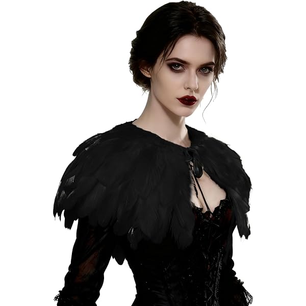 MSemis Collana Avvolgente Donna Steampunk Gotico Scialle con Piume