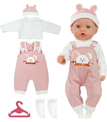 ZWOOS Vestiti per Babole per New Born Baby Doll, Abiti con Cappello