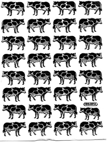 Cow Cows Animals Multi-Coloured Stickers 32-Piece Set, 1 Sheet, 135 mm x 100 mm Sticker Crafts Children Party Metallic Look