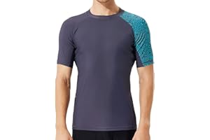 SURFEASY Maillot de Compression Manches Courtes Homme Rashguards pour Natation Surf, Séchage Rapide T-Shirt