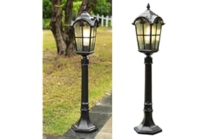 Chao Zan Outdoor Post Light Outdoor Garden Patio Path Lighting Lamp Post Modern Vintage Style Lantern Light Weatherproof IP55-1 x 60W E27 Bulb,Bulbs not Included (C)