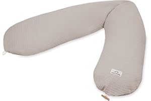Julius Zöllner Wafffelpique, cuscino da allattamento, circa 190 cm, imbottitura in microperle EPS da 42 litri, prodotto in Germania, rivestimento in 100% cotone, Oeko-TEX® Standard 100, Seashell
