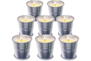 Topsics 8 Pezzi Candela Citronella per Esterno, 8 * 60g Giardino Candele Citronella, Cera di Soia Naturale per Campeggio, Patio, Balcone e Interni