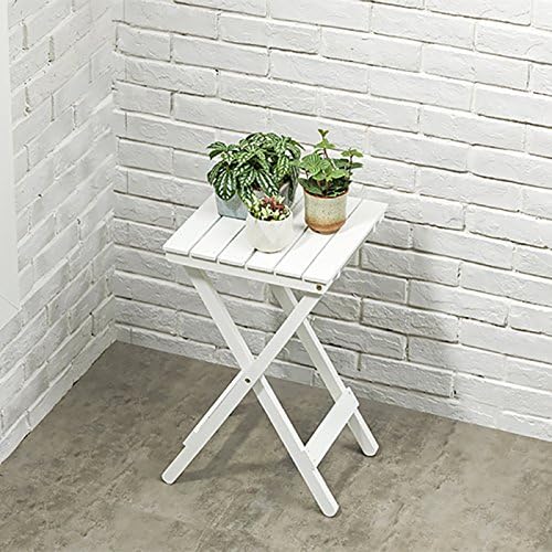 Simple Wooden Flower Stand Living Room Balcony Lazy Folding Table Coffee Table Outdoor Small Table ( Color : White )