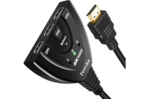 HDMI Splitter HDMI Switch, Yeecka 4K@60Hz Aluminium Bidirektional Hdmi Switch 3 In 1 Out Hdmi Verteiler Unterstützt HD 4K 3D für PS5/4/3, X-Box, HDTV, PC, Blu-Ray, Monitor,usw