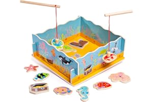 Bigjigs Toys Jeu de Pêche Magnétique avec Base | Jouet pour Enfant | Cadeau Enfant | Joeut Traditionnel | Apprendre en Jouant