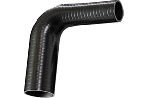 SILICONE HOSE UK 90 degree Reinforced Silicone Reducer Hose Elbow for Turbo or Coolant ID: 35mm > 25mm - Black