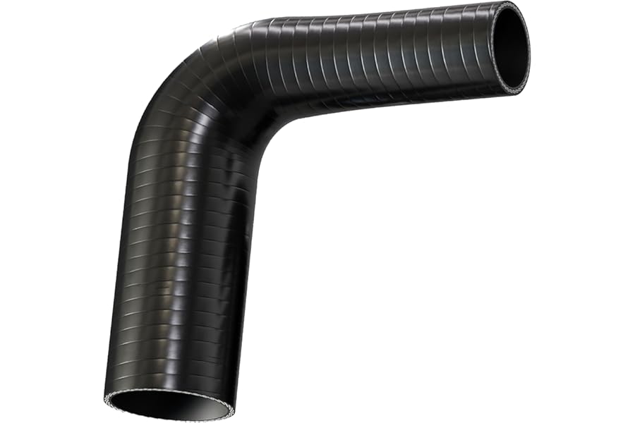 90 degree Reinforced Silicone Reducer Hose Elbow for Turbo or Coolant ID 51mm to 45mm - Black