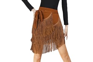 SEAUR Damen Tanzrock Latein Tango Bauchtanz Hüfttuch Fransen Rock Rumba Cha Cha Samba Ballsaal Tanzkleid