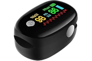 COOLEAD Pulsioxímetro de Dedo, Oxímetro de Pluso Digital Portátil con Pantalla HD de 4 colores，4 Parámetros en Hogar (Negro)