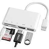 FEINODI Adattatore HDMI iPhone, Adattatore Lighting HDMI USB/SD/TF con Porta di Alimentazione, Lighting Digital AV Adapter Ca
