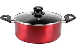 Sitram 712390 Faitout en Aluminium pressé CHERRY Ø 24 cm - Revêtement anti-adhésif - Coloris Rouge métallisé - Couvercle Vapeur en Verre inclus - Tous feux dont induction