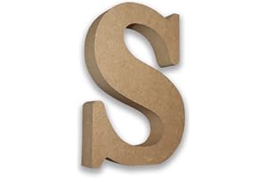 Habercrafts Large Wooden MDF Letter S (13cm High x 2cm Deep) - 1 Piece - Capital Letter - Perfect for Home Decor, Parties & Weddings