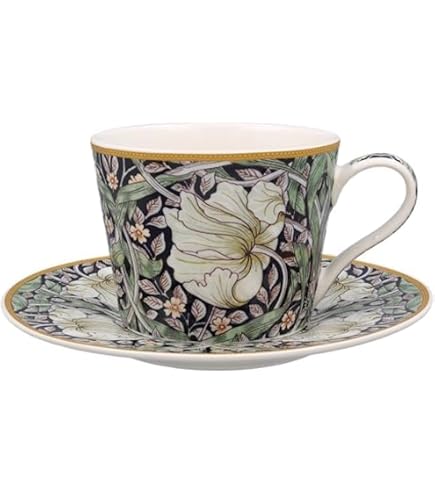 The Leonardo Collection William Morris Pimpernel – Set Di 4 Tazze Da Caffè E Tè – Design Classico Impilabile, Regalo Ideale Per Compleanno O Casa