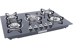 DDZCOZY Fornello a gas da incasso a 5 fiamme, piano cottura a gas da 30", per casa, camper, in acciaio inox, fornello a gas per propano e gas naturale