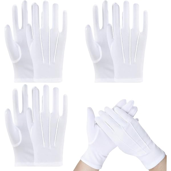 SycloPak 2PCS Weiße Handschuhe Herren Baumwolle
