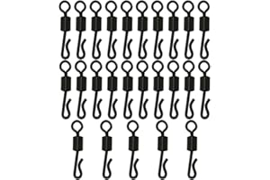 XIKSJW 25 Pezzi Girelle da PescaTerminale Connettore Girevole a Forma di Q Terminali da CarpfishingClip da Pesca alla CarpaGirelle Pesca con Bottoni a Pressione Connettore in Acqua Dolce o Acqua Salata