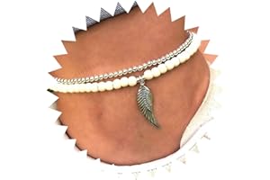 Atentuyi Ala En Capas Colgante Tobillera De Plata Blanca De Cuentas Tobillera Boho Cadena De Pie Descalzo Playa Tobillera Joyas Para Mujeres Y Niñas