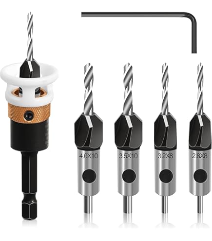 Set 3 Punte Svasatrici HSS M2 Per Legno - Con Arresto Profondità, Gambo Esagonale - Per Fori Precisi - Foto 4