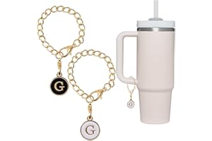 SHANFAA 26 Letter Charm Accessories for Stanley Cup 2PCS Initial Name ID Personalized Handle Charm for Stanley Tumbler (G)
