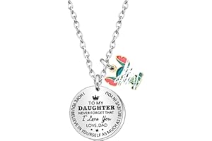 SAMORION Daughter Necklace for Girls Gifts for Daughter from Dad Inspirational Necklace for Her Believed In Yourself Gift
