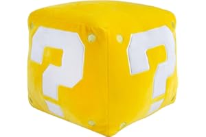 Club Mocchi Mocchi Tomy - Peluche Nintendo Super Mario Bloc Point d'interrogation Mega 38 cm - Jouets Doux Super Mario à Collectionner - Jouets héros sous Licence Officielle - Jouets Enfants 3+ Ans