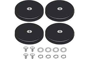 ACONDE 4 sztuki gumowanych magnesów neodymowych, gumowe, okrągłe magnesy, systemy magnetyczne, z gwintem M6, do śrub i oczek lub haków