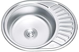 ANW HOME Fregadero de acero 57x45x16 cm, fregadero de cocina, fregadero de cocina, fregadero 1 lavabo, Plata