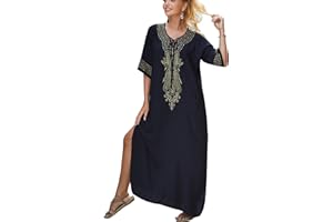 L-Peach camisón de Manga Corta Suave para Mujer Vestido de Playa Kaftan encubrimientos