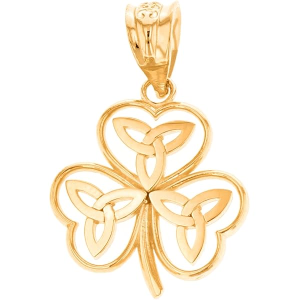 10k Two-Tone Gold Horseshoe Pendant With Diamond Clover – Lucky Charm Necklace - View #9