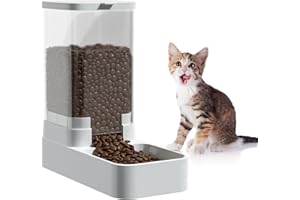 CYNAMUS Haustier Wasserspender, 2.1KG Automatischer Wassernapf Wasserspender and Futterspender Futterautomat für Katzen, Automatischer Hundefutterspender für Kleine und Mittelgroße Haustiere