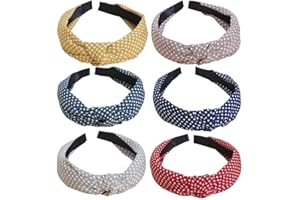 HUANMAYE Headband for Women Fashion No Slip Hairbands Polka Dot Head Scarf Wide Alice Elastic Hairband Boho Hairbands Hair Accessories 6Pcs (6Polka)