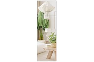 Vasemouh 4PCS Wall Mirror Full Length 35.6x28cm, Explosion Proof Self Adhesive Mirror Tiles Glass, Stick on Mirrors for Bathrooms, Bedrooms, Living Rooms, and Home Gyms