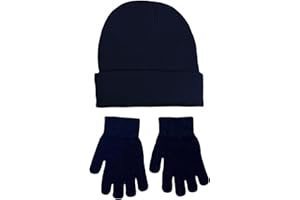 WESTEND CHOICE Boys Girls Hat and Gloves set Teenagers Winter Warm Magic Glove Knitted Kids Unisex Gloves and Hat Set age 8-12