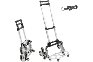 Todeco Carrello pieghevole leggero in alluminio a 10 ruote, carrello pieghevole con corde di espansione, regolazione in altezza, 4 quattro ruote universali, carrello di trasporto carico 80 kg